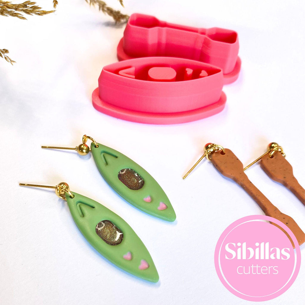 Boho kayak-shaped clay cutter set for polymer clay earrings and handmade jewelry