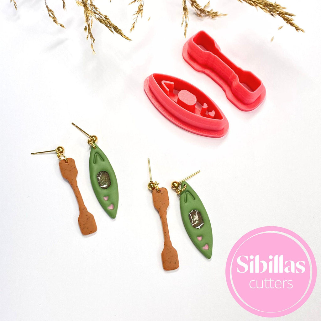 Kayak design clay cutter set for creating polymer clay earrings and jewelry pieces
