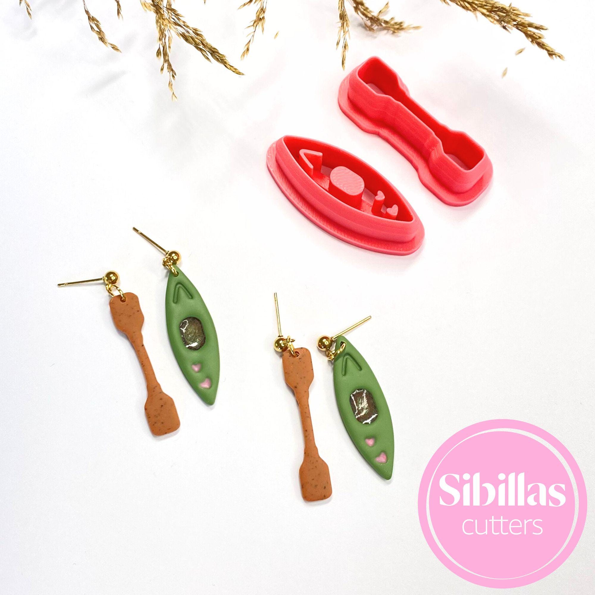 Kayak design clay cutter set for creating polymer clay earrings and jewelry pieces