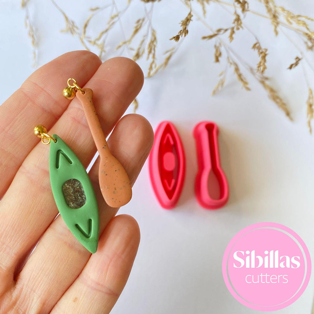 Boho kayak-shaped clay cutter set for polymer clay earrings and handmade jewelry
