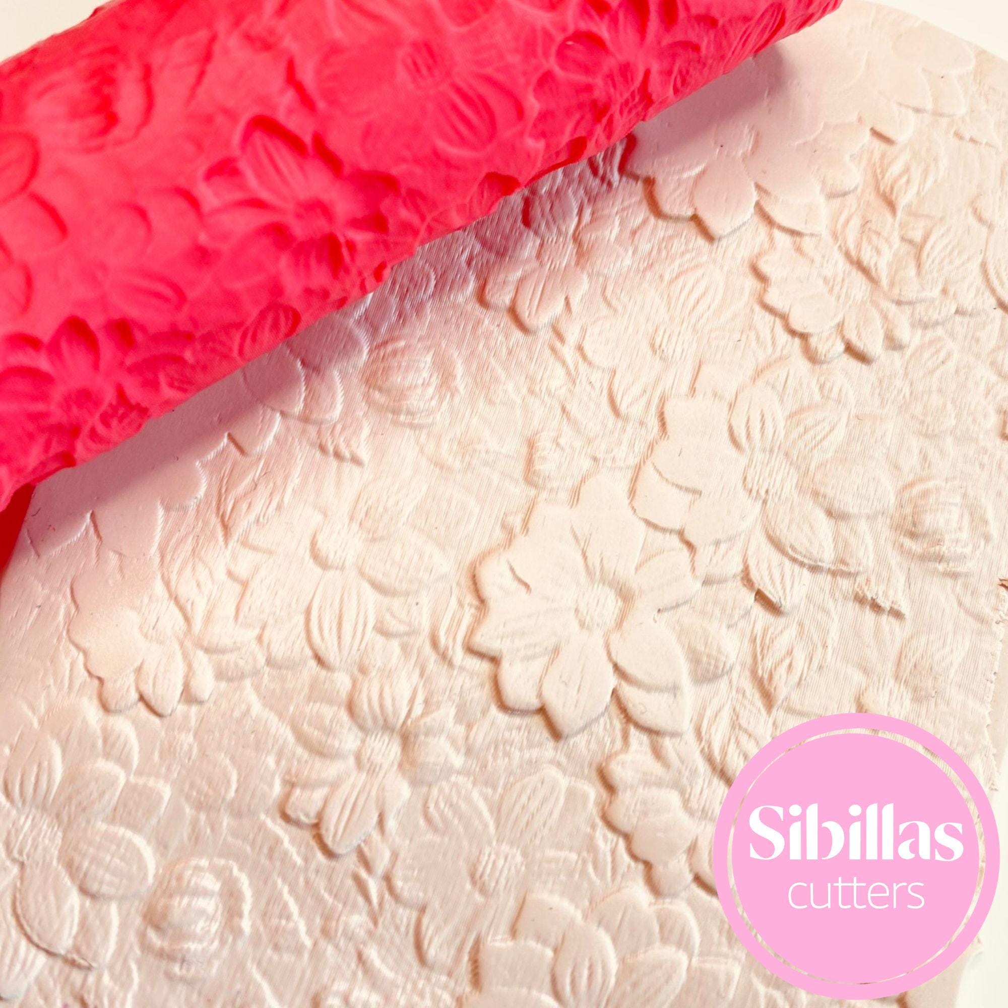 Peony floral texture roller for polymer clay, jewelry making, and embossed designs