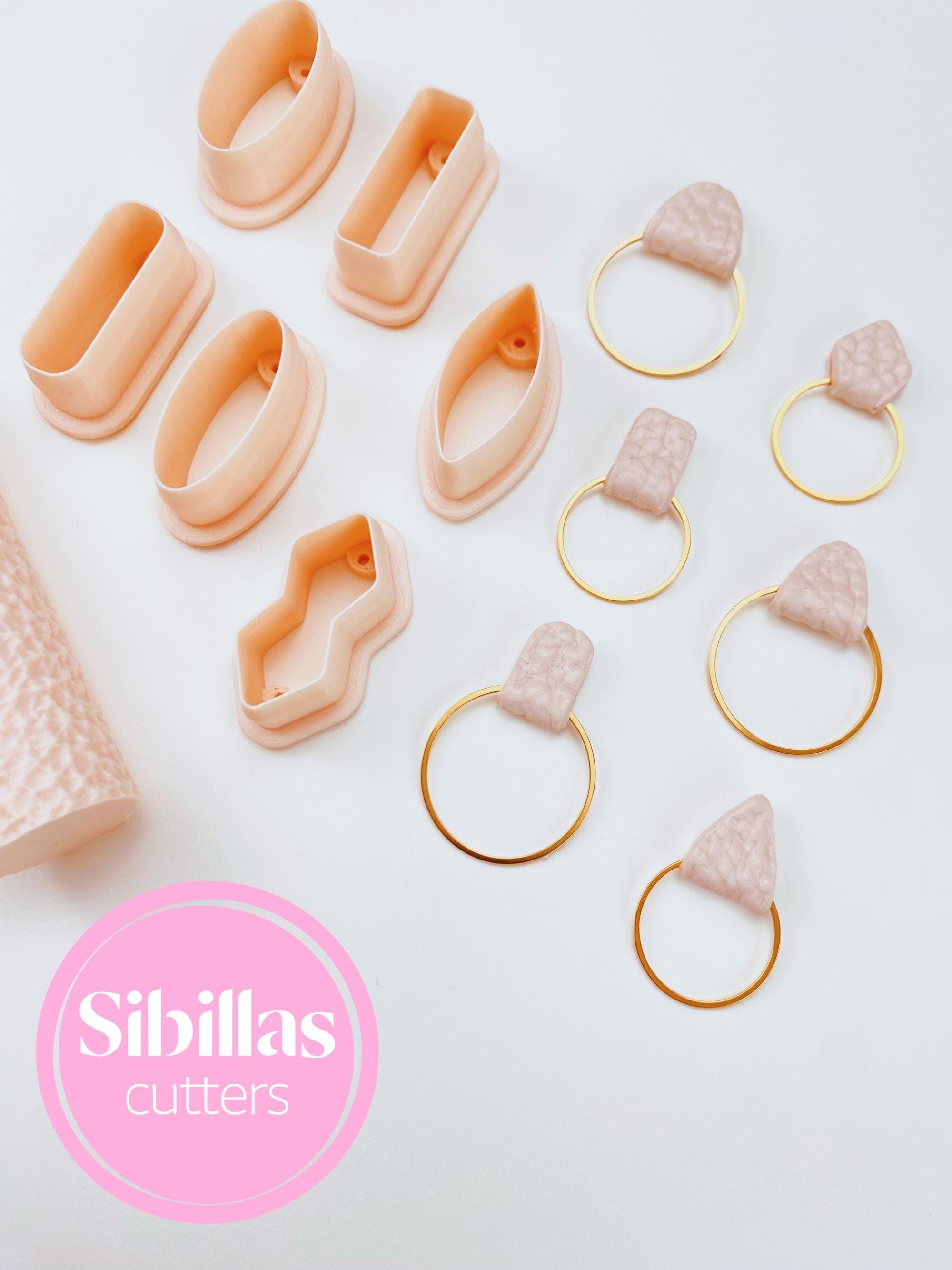 Unique polymer clay cutter for creating leather-style earring connectors and charms