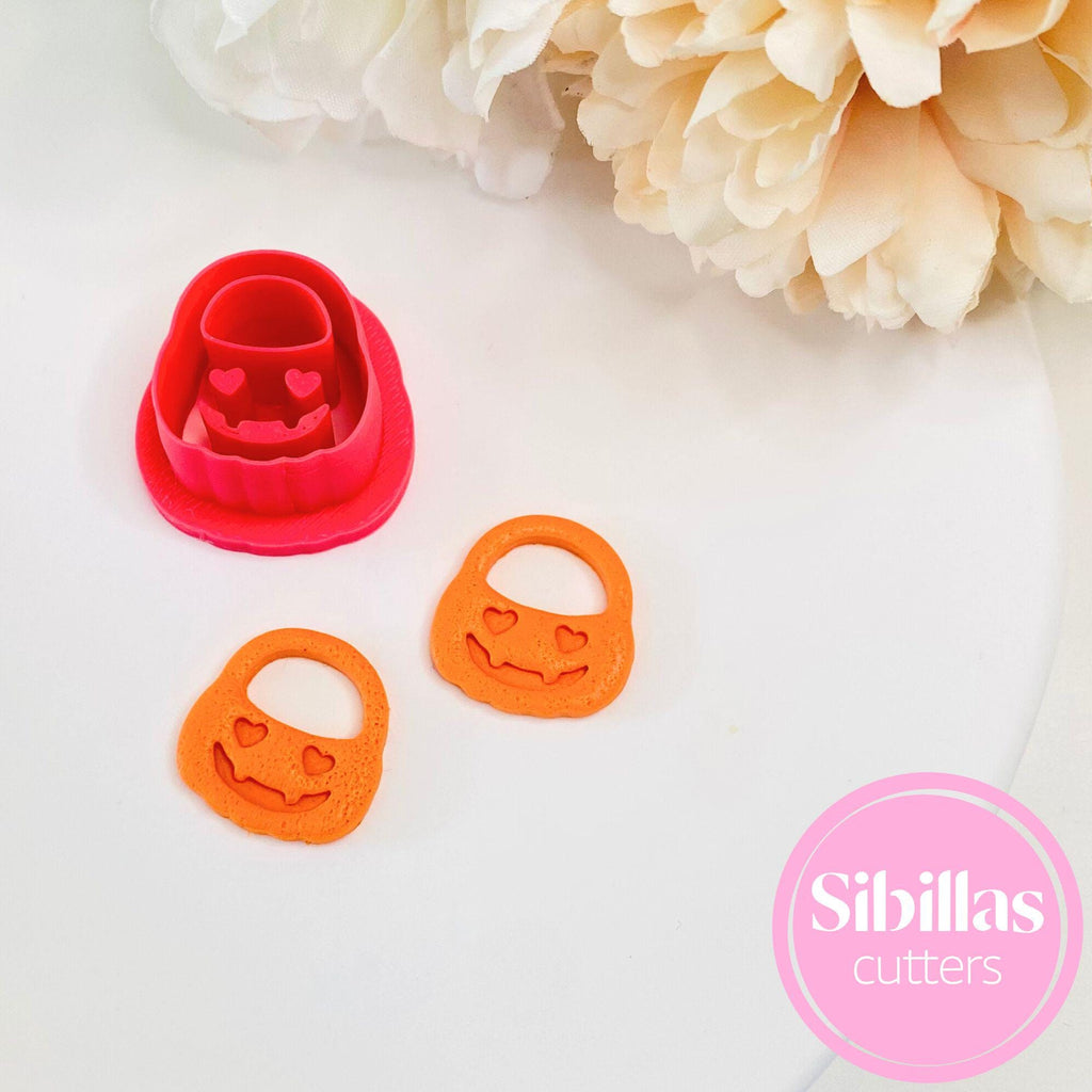 Pumpkin basket design clay cutter for creating Halloween polymer clay earrings