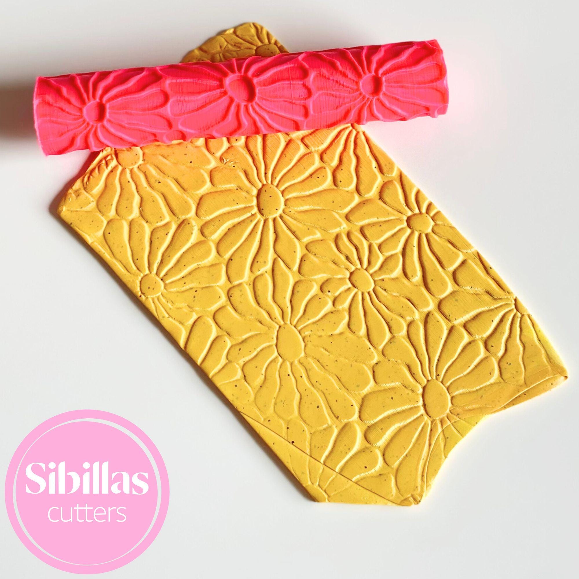 Groovy flower pattern clay texture tool for earrings, pottery, and handmade projects