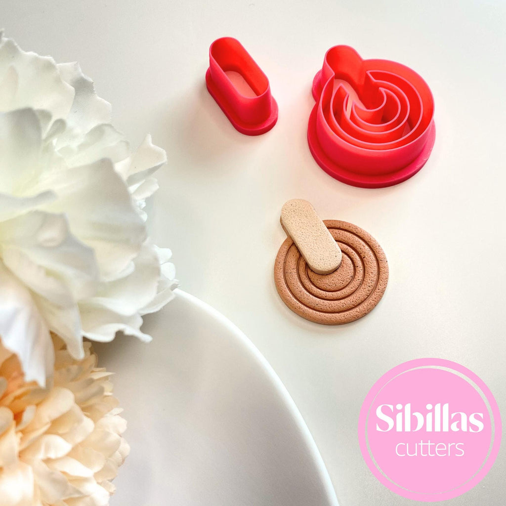 Embossed geometric polymer clay cutter for boho earrings, charms, and jewelry