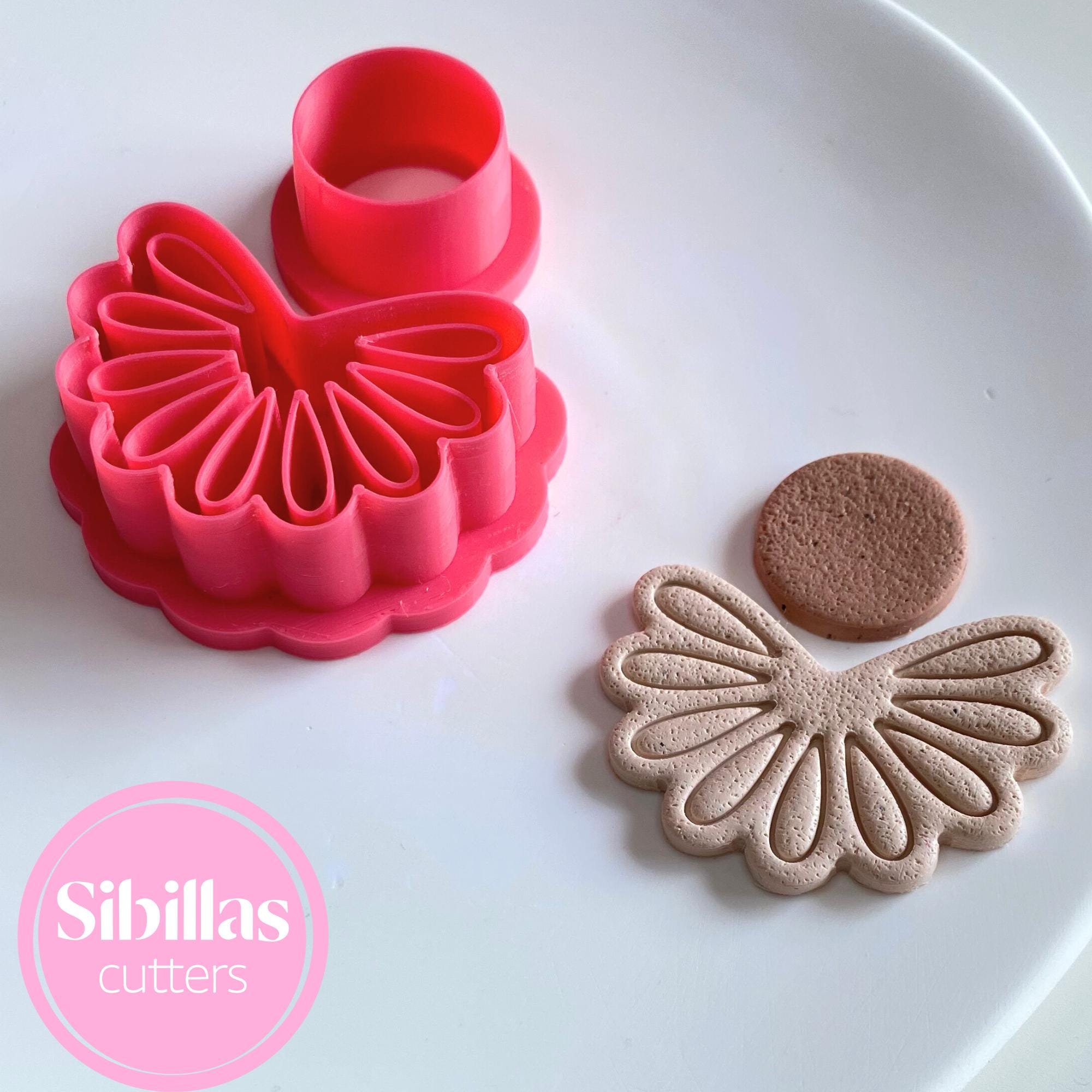 Embossed abstract design clay cutter for creating boho polymer clay earrings