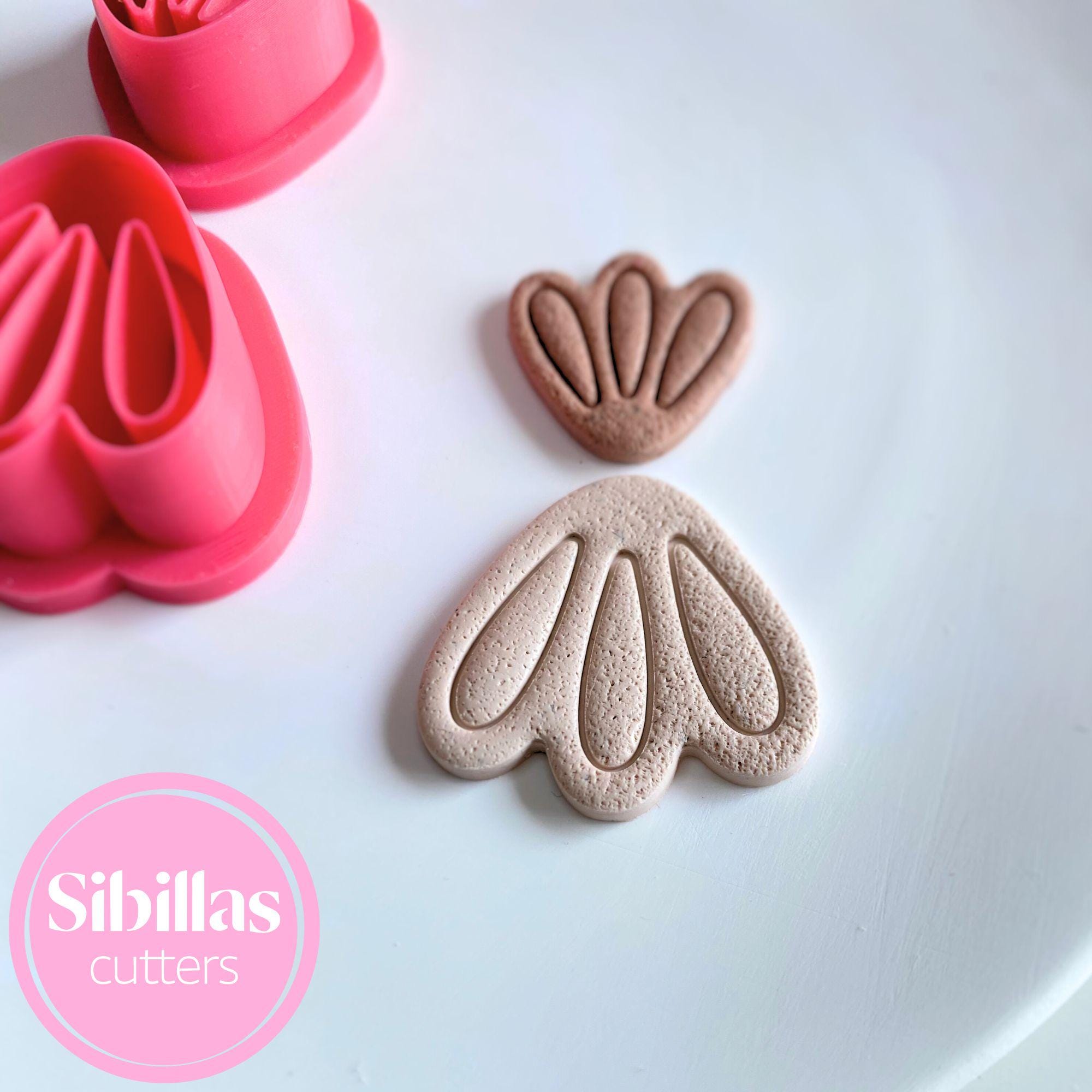 Polymer clay cutter featuring boho abstract scalloped pattern for handmade earrings