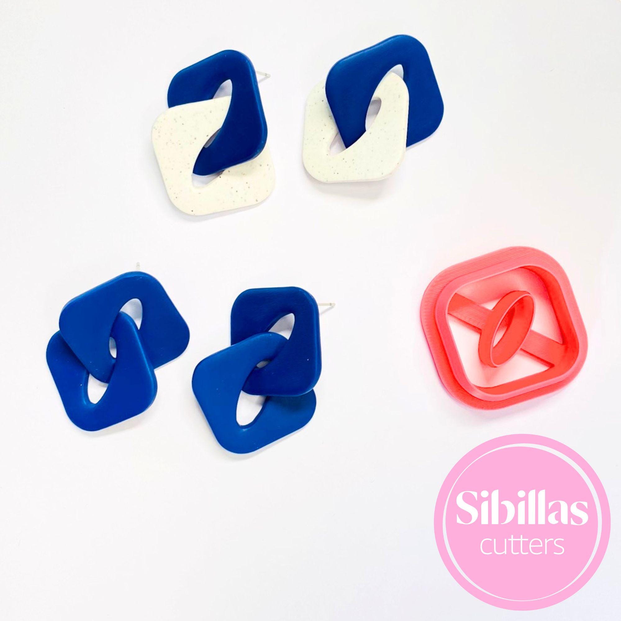 Geometric chain design clay cutter for polymer clay earrings and charms