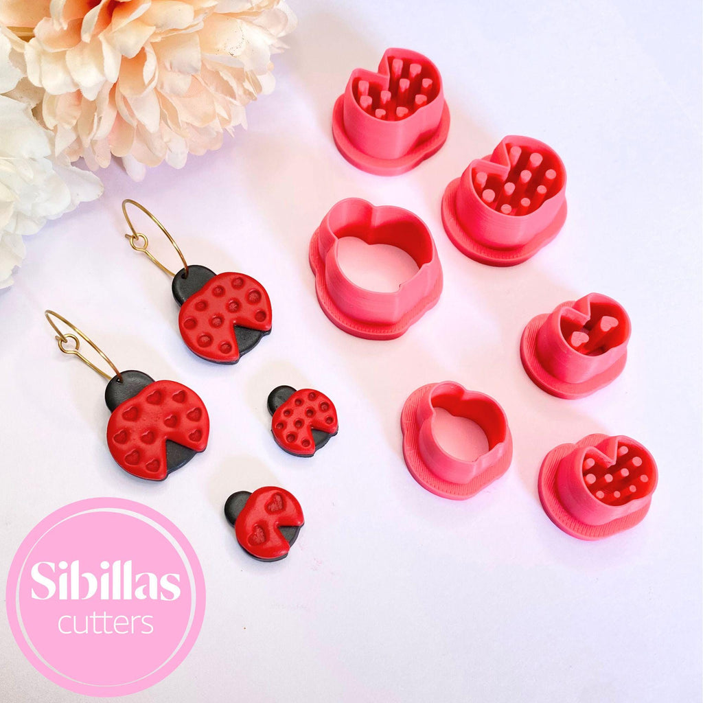 Ladybug clay cutter for creating polymer clay earrings, charms, and decorations