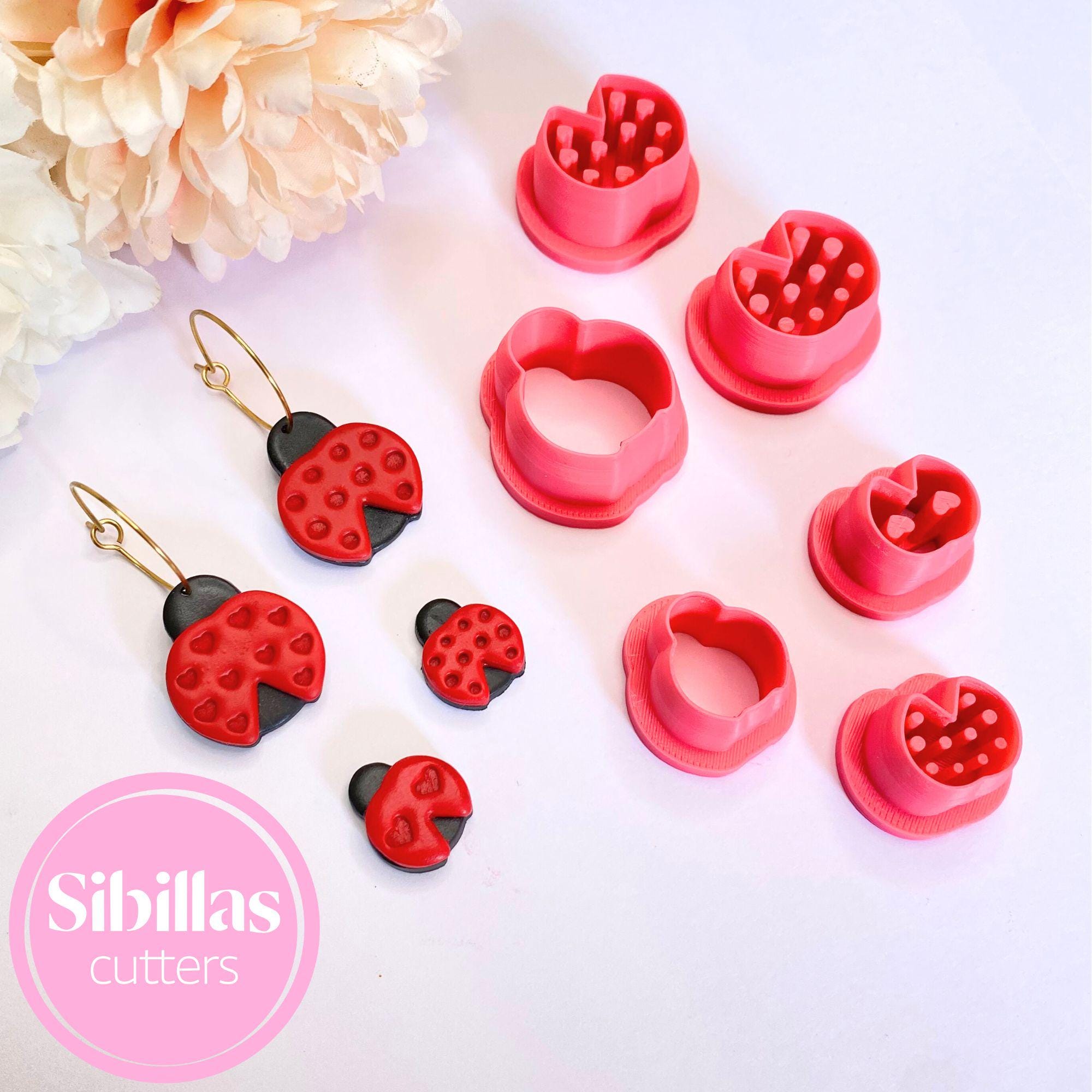 Ladybug clay cutter for creating polymer clay earrings, charms, and decorations