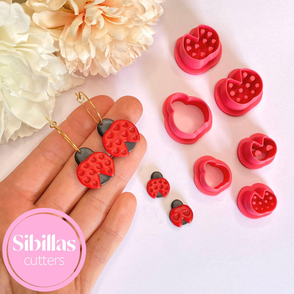 Polymer clay cutter in ladybug design for cute earrings and crafting"