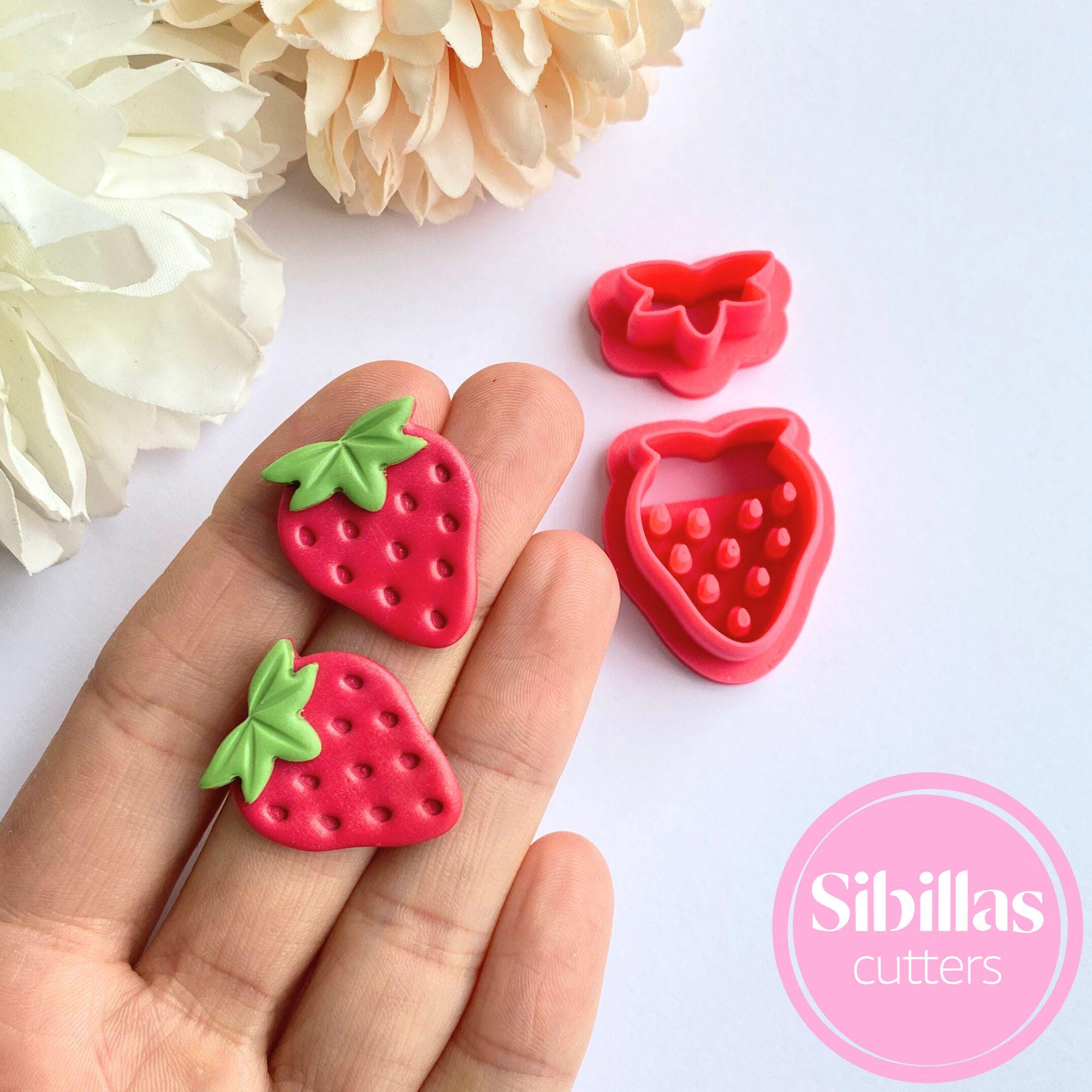 Strawberry design clay cutter for creating polymer clay earrings and charms