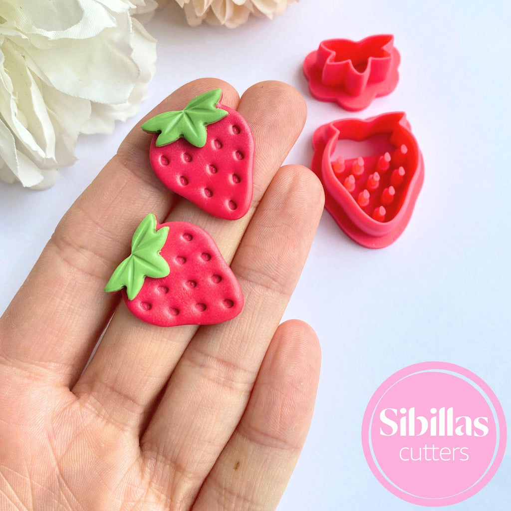 Strawberry-shaped clay cutter for polymer clay jewelry and handmade designs