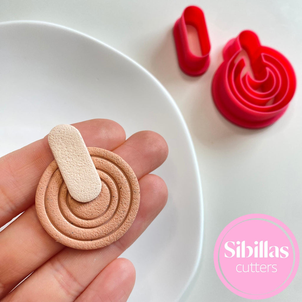 Embossed geometric clay cutter for creating polymer clay boho earrings and charms