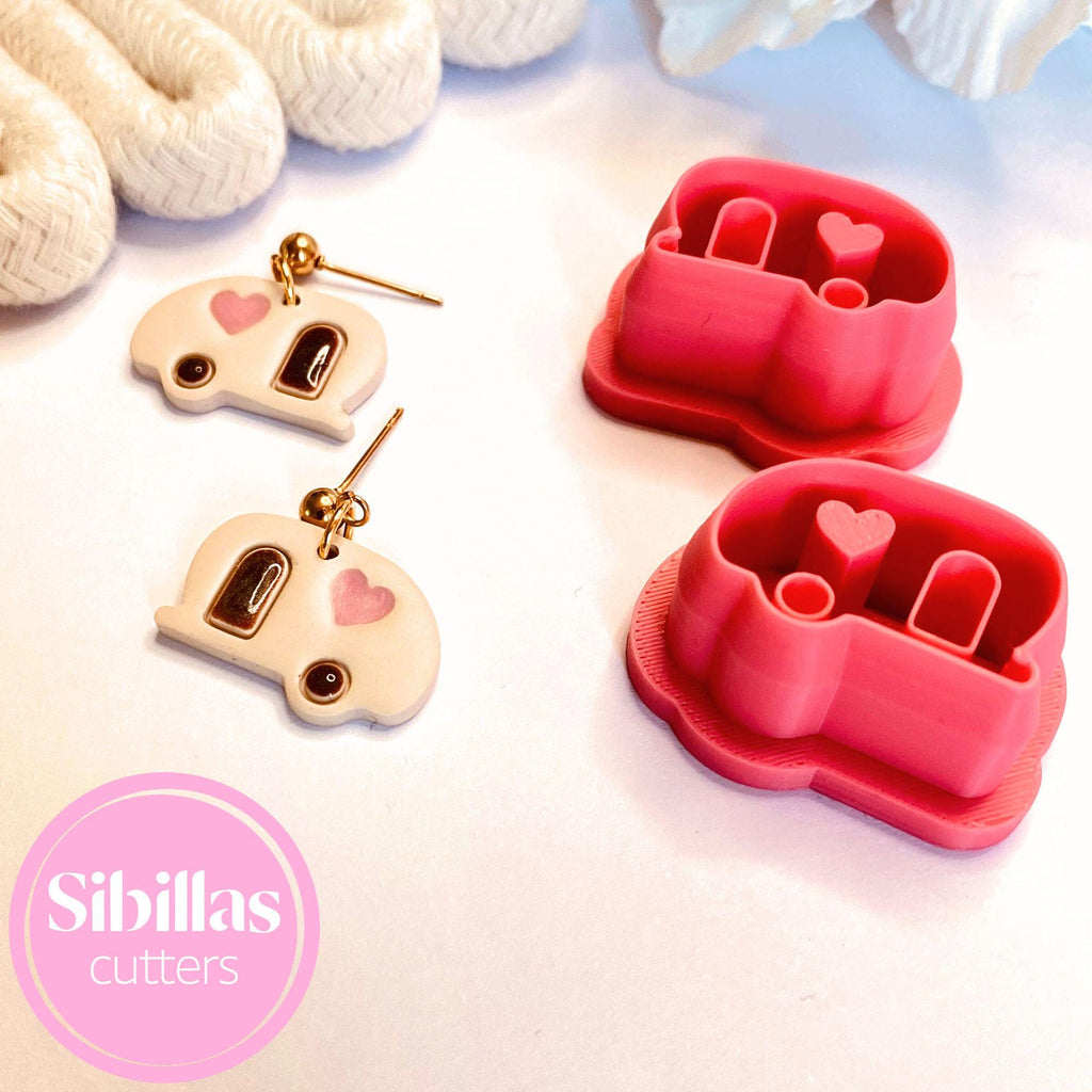 DIY jewelry tool: camper and retro car polymer clay cutter set for summer-themed crafts