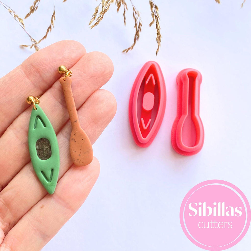 Boho kayak-shaped clay cutter set for polymer clay earrings and handmade jewelry