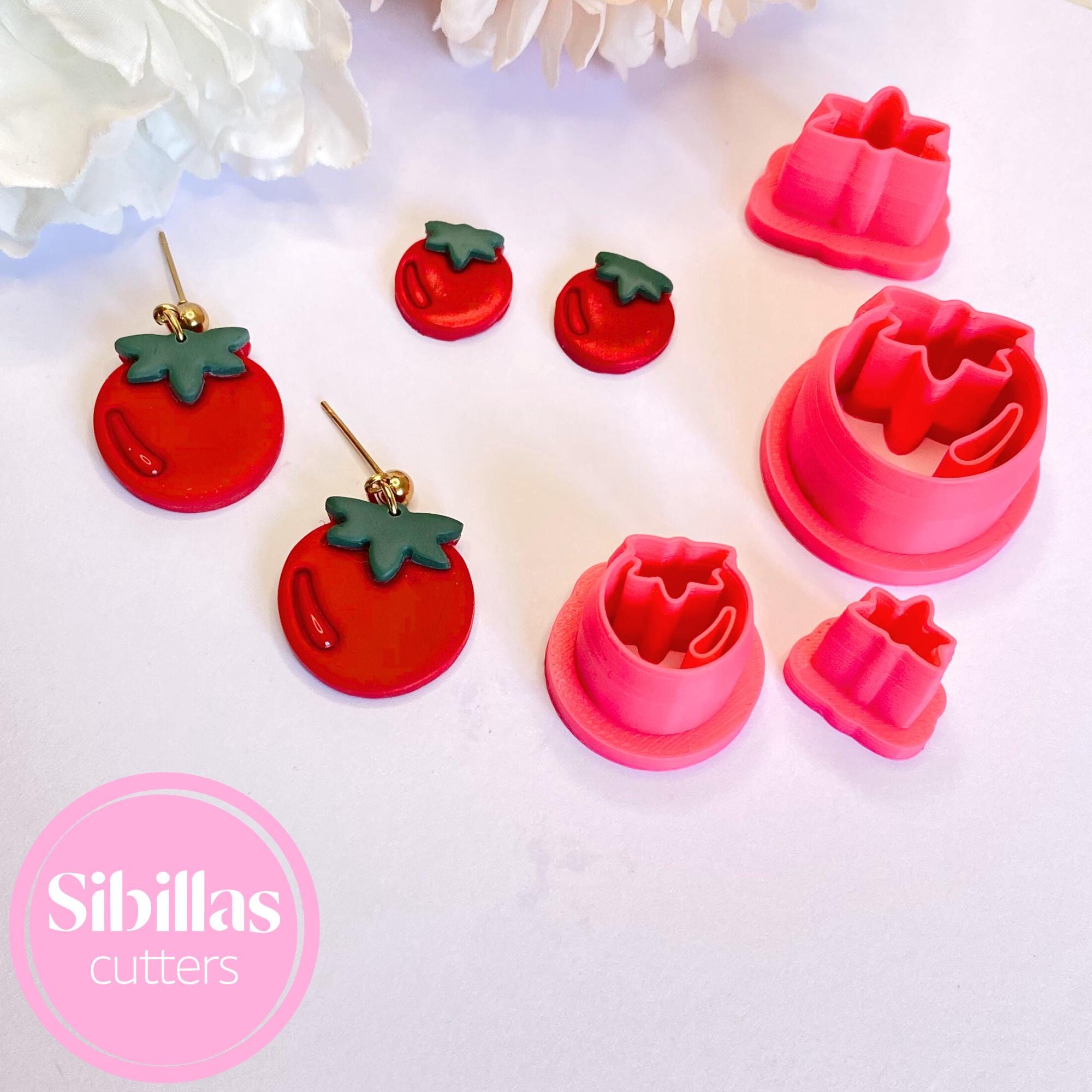 Tomato design clay cutter set for creating polymer clay earrings and decorations