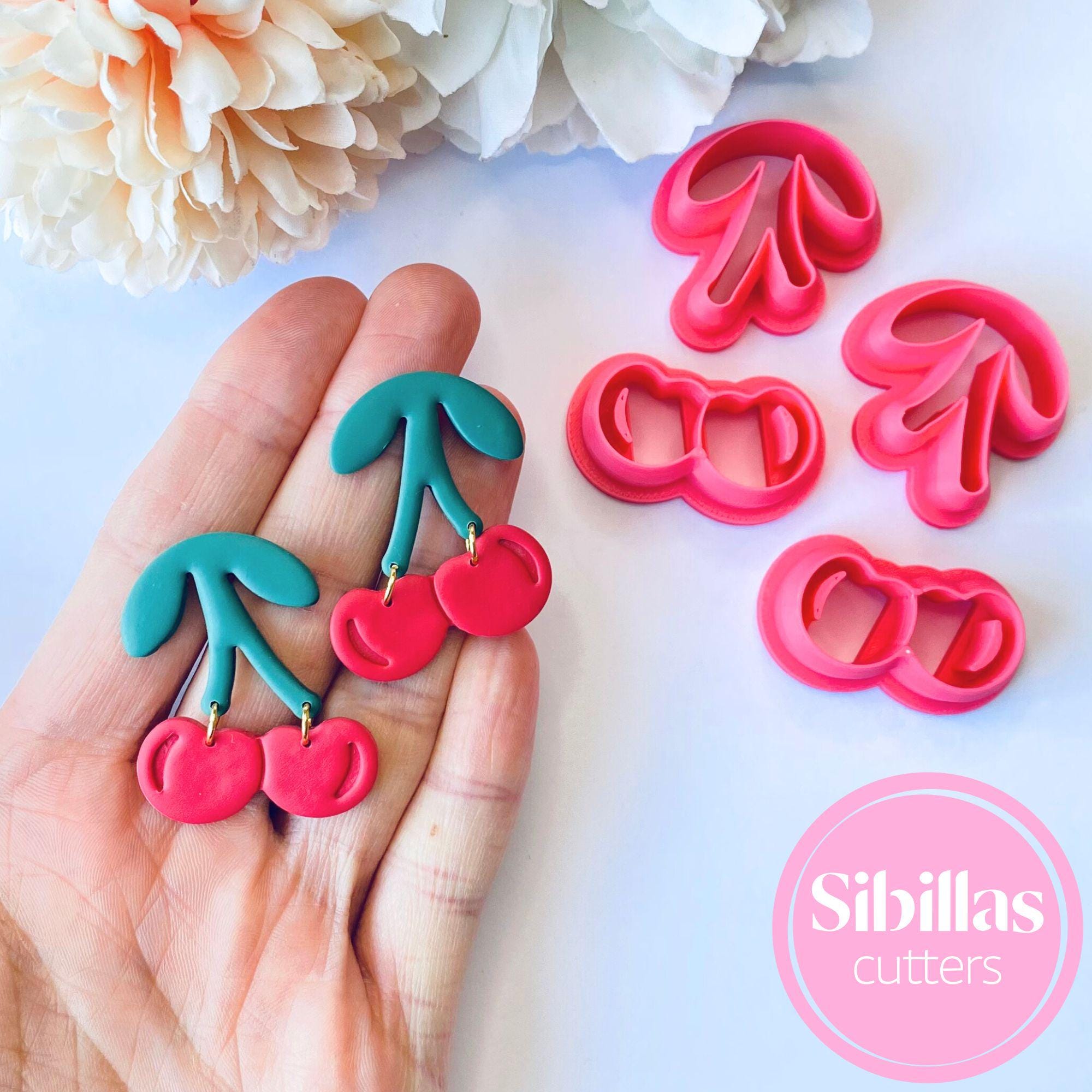 DIY crafting tool: cherry clay cutter set for polymer clay, fondant, and small projects