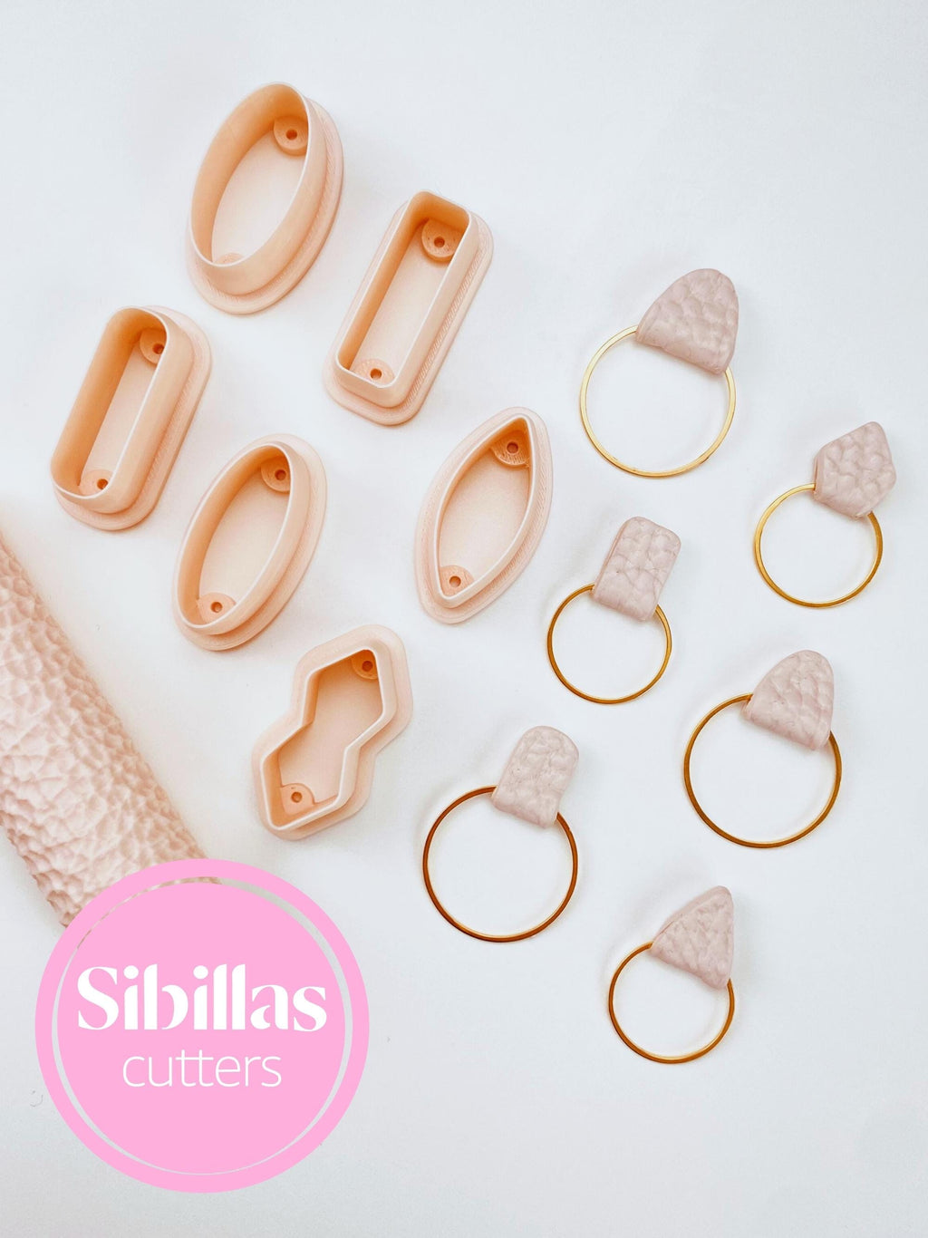 Unique polymer clay cutter for creating leather-style earring connectors and charms