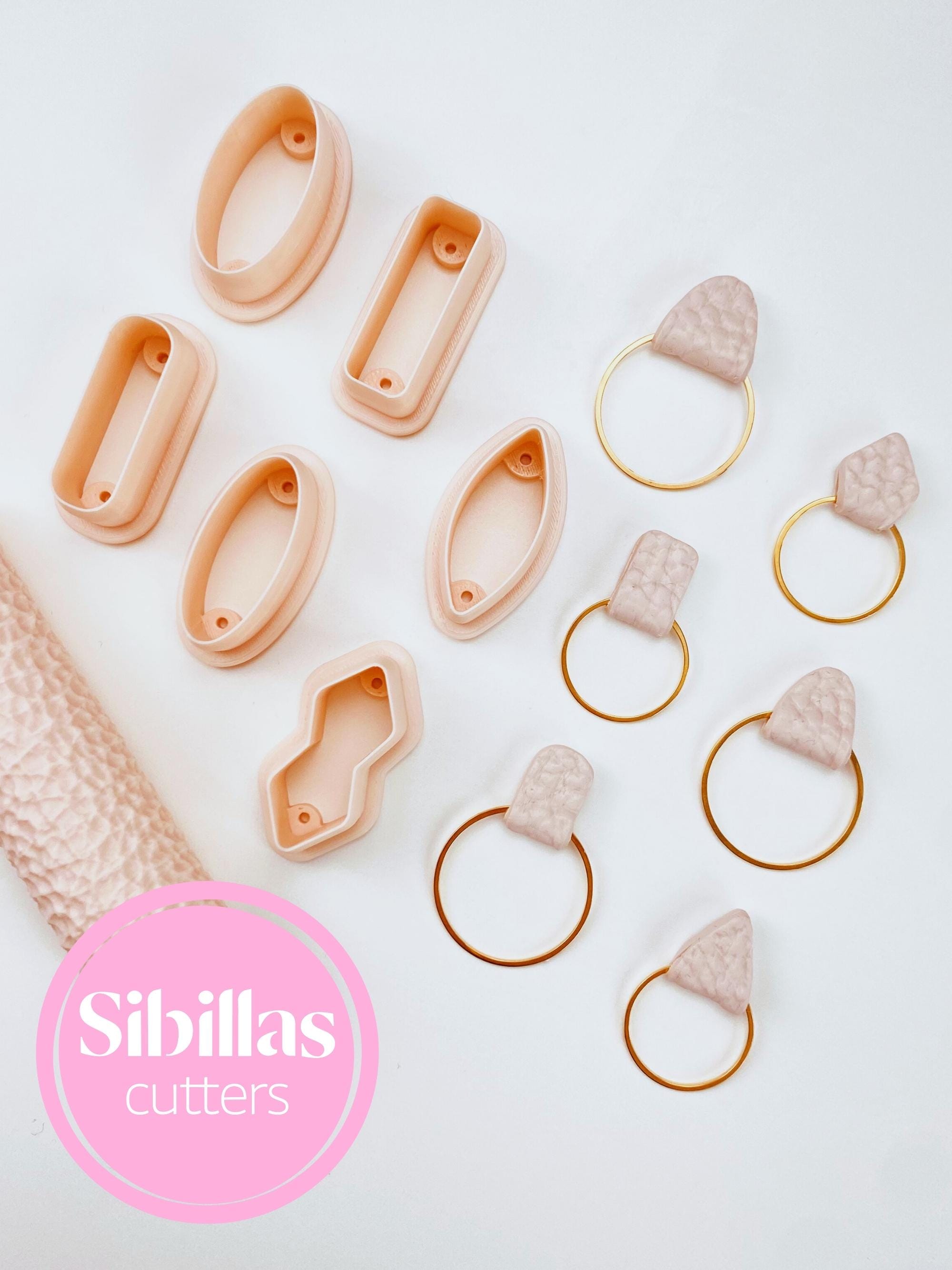 Unique polymer clay cutter for creating leather-style earring connectors and charms