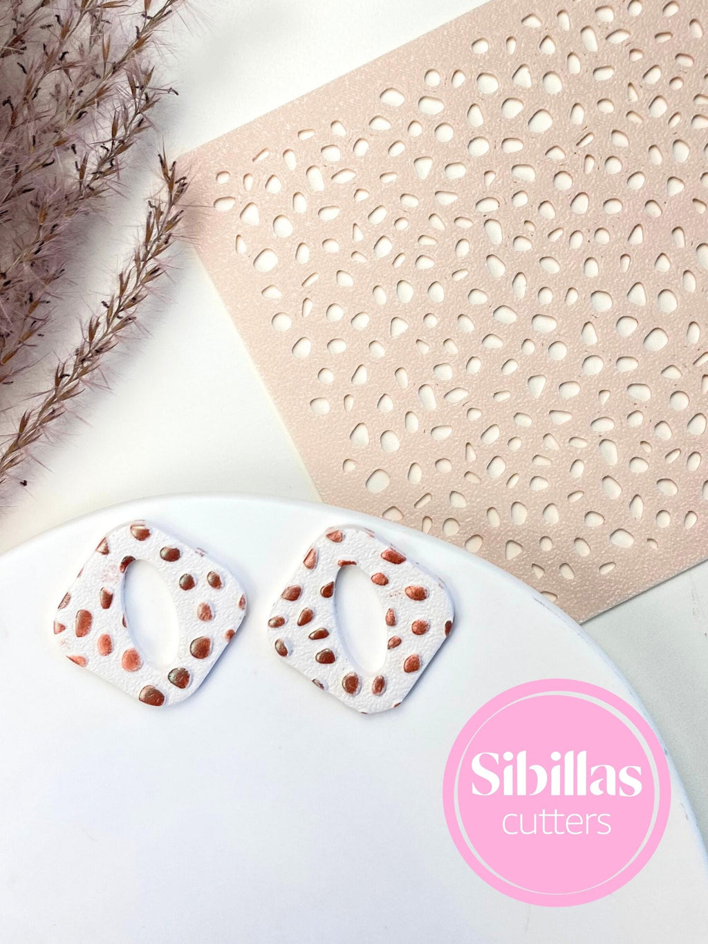 Polymer clay stencil with terrazzo pattern for handmade jewelry and decorations