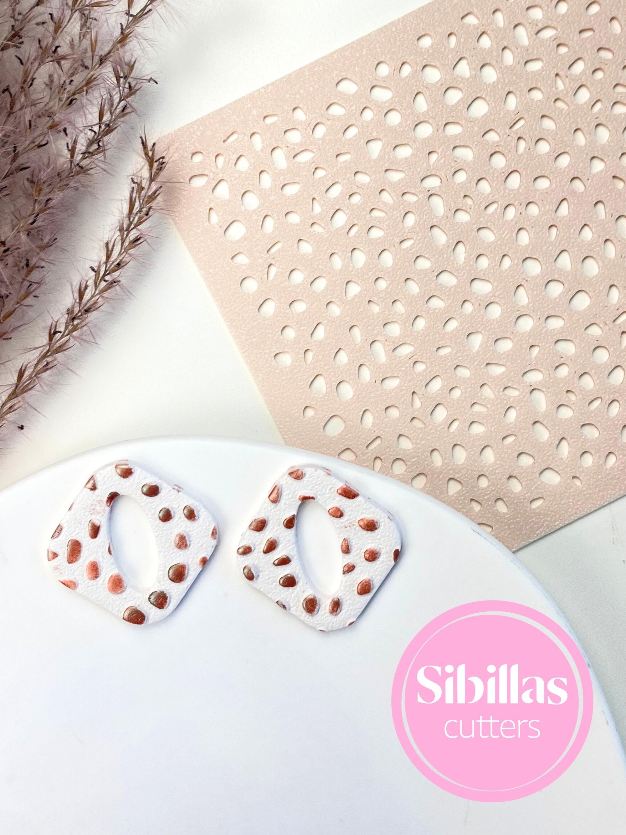 Polymer clay stencil with terrazzo pattern for handmade jewelry and decorations