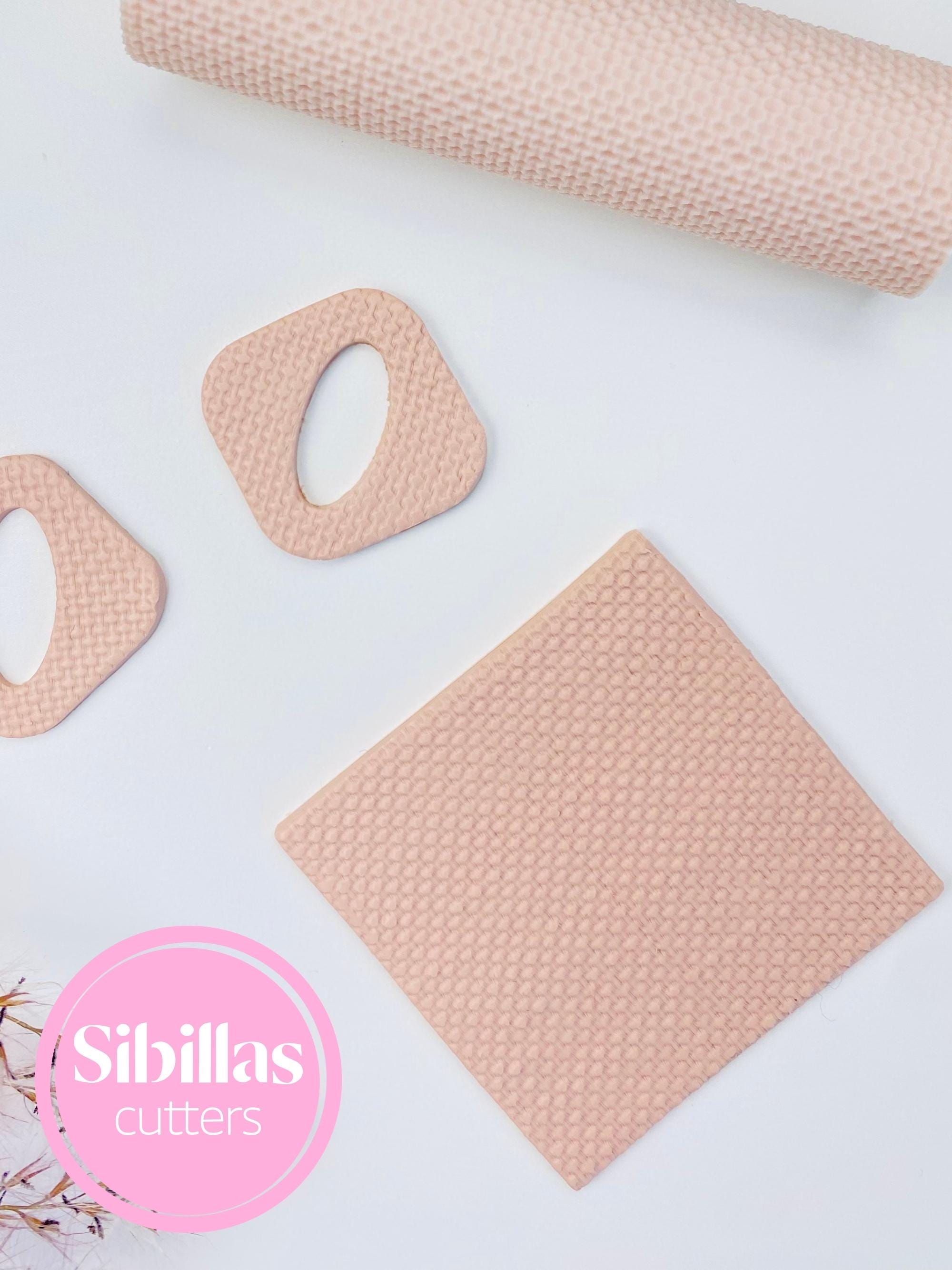 Polymer clay roller with linen fabric texture for handmade earrings, charms, and crafts