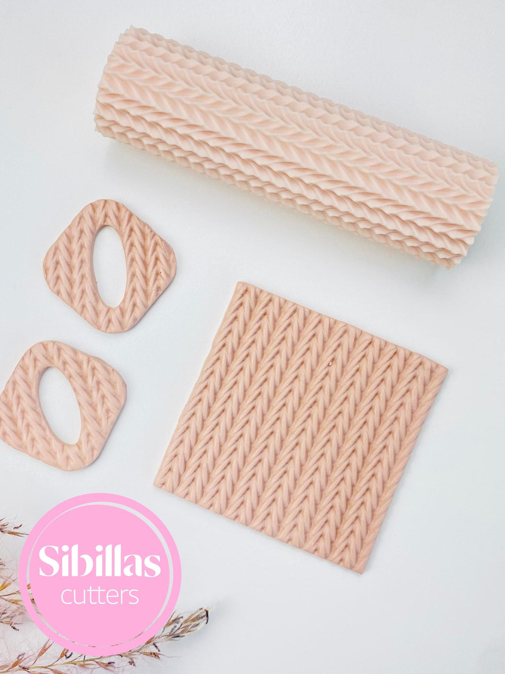 Reusable knitted texture roller for polymer clay, ceramics, and craft projects