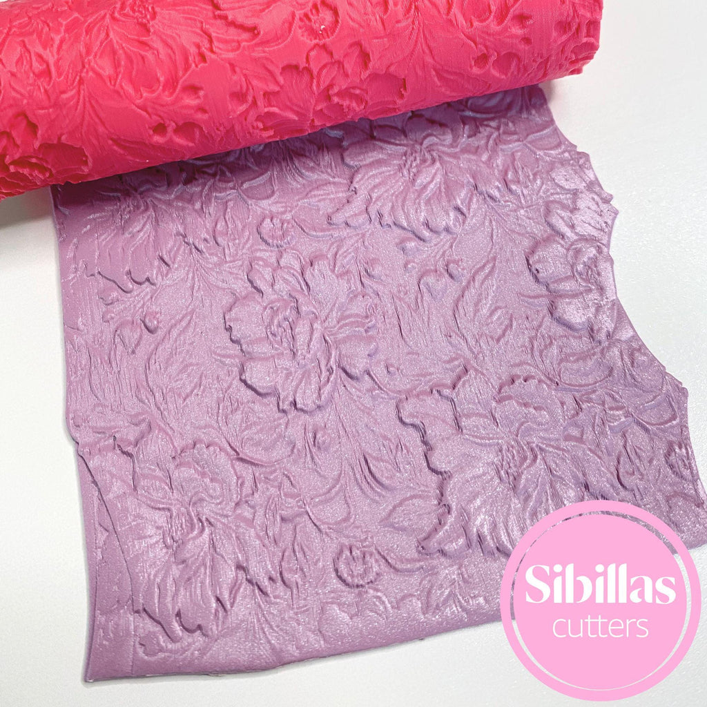 Peony floral embossed clay roller for creating detailed polymer clay designs