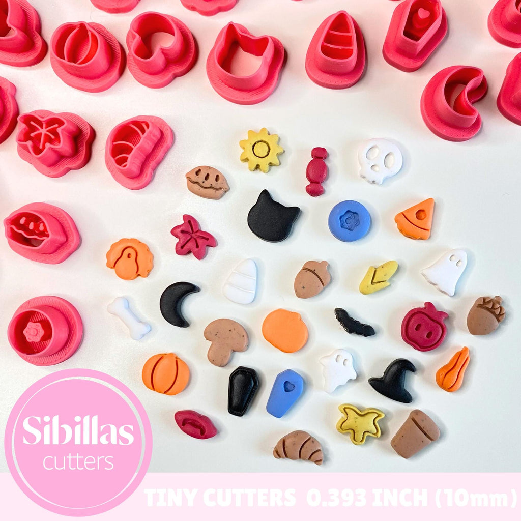 Fall tiny Halloween polymer clay cutters for earrings, charms, and DIY crafts
