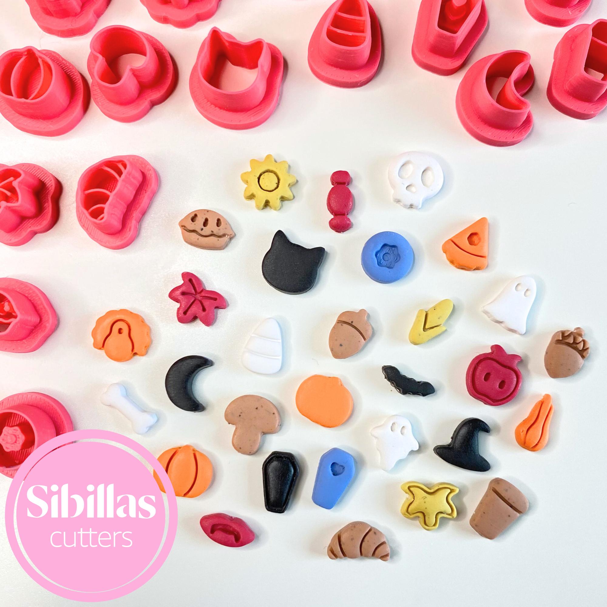 Festive tiny Halloween polymer clay cutters for charms, earrings, and handmade crafts