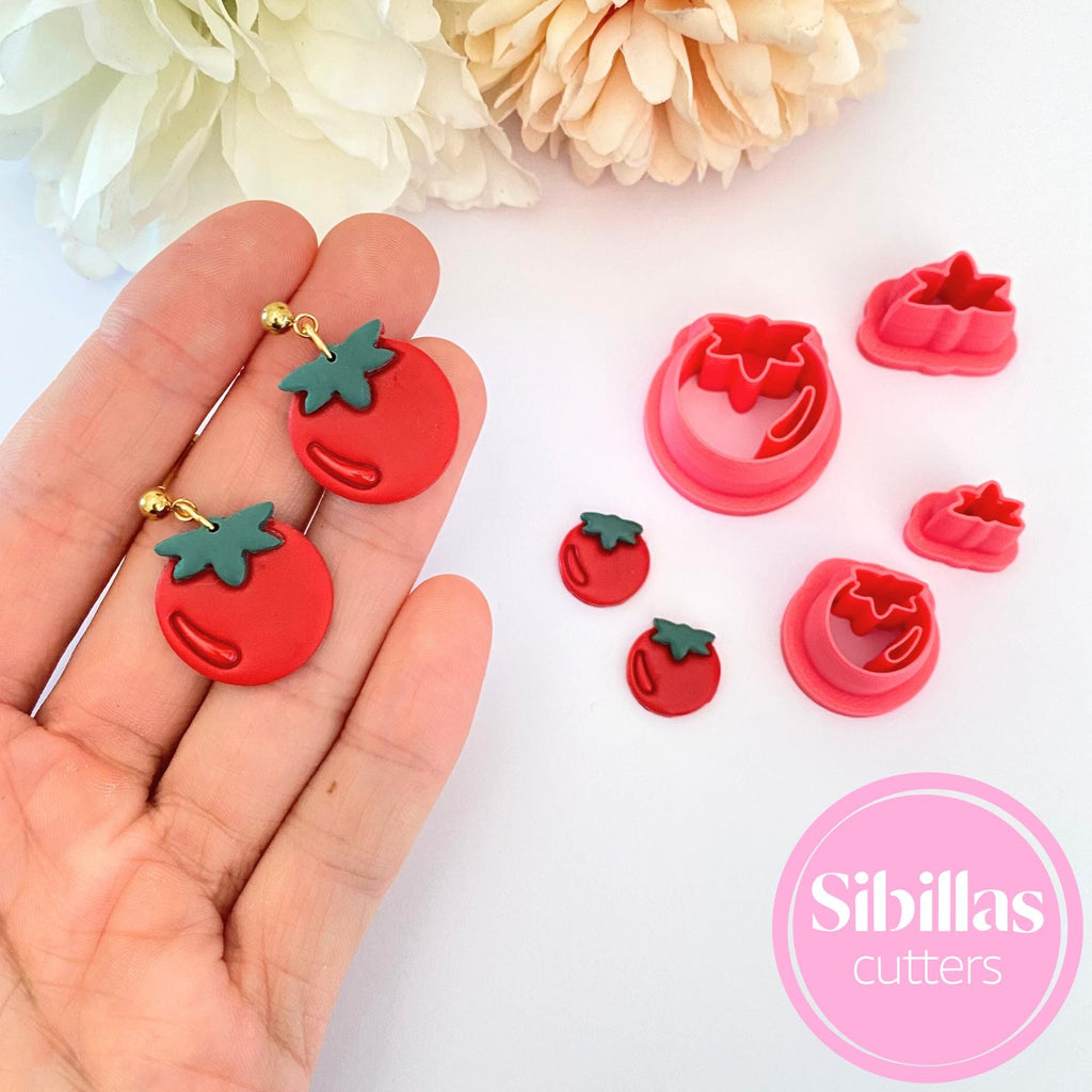 Tomato polymer clay cutter set for earrings, charms, and DIY craft projects