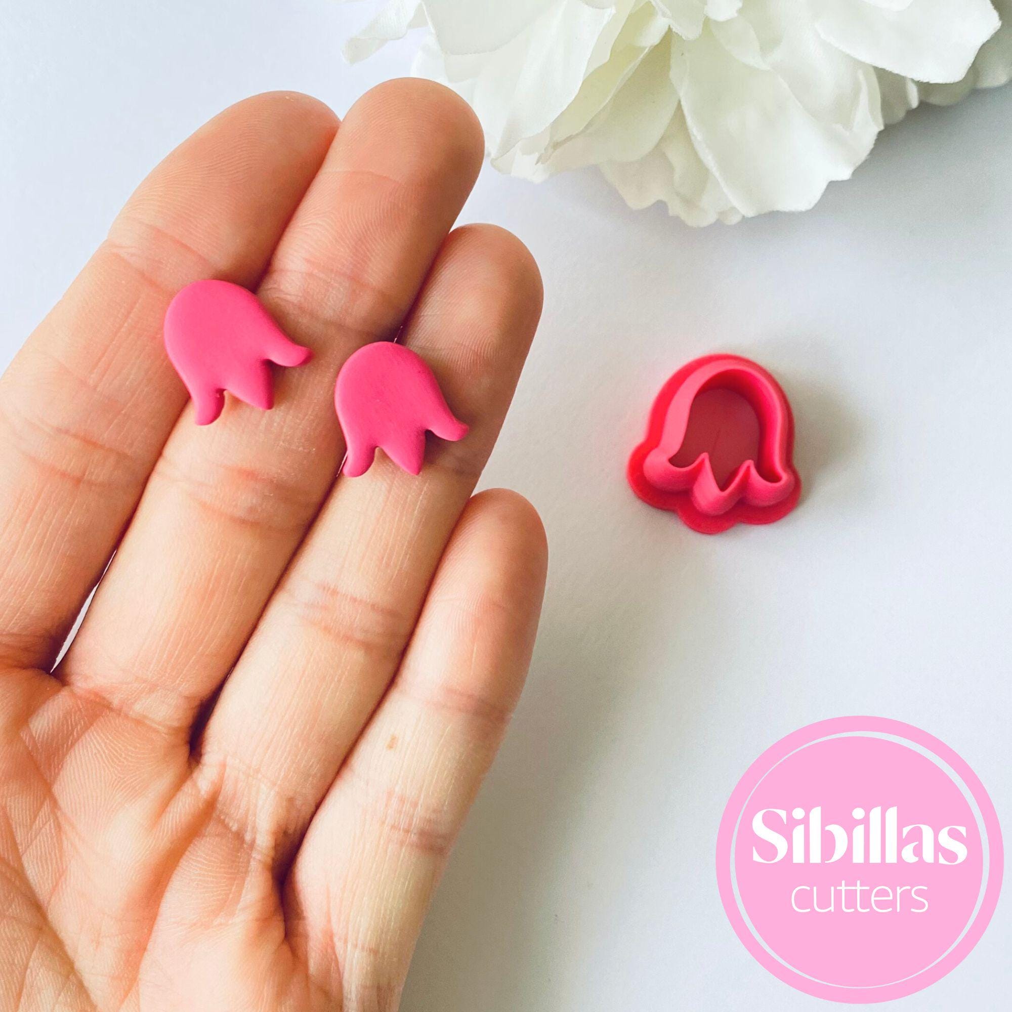 Clay cutter featuring tulip design for polymer clay earrings and charms