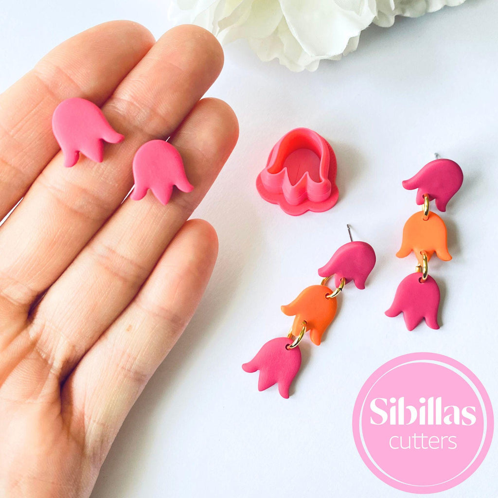 Tulip polymer clay cutter for floral earrings, charms, and handmade jewelry