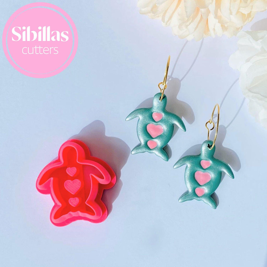 Turtle with Hearts Polymer Clay Cutters