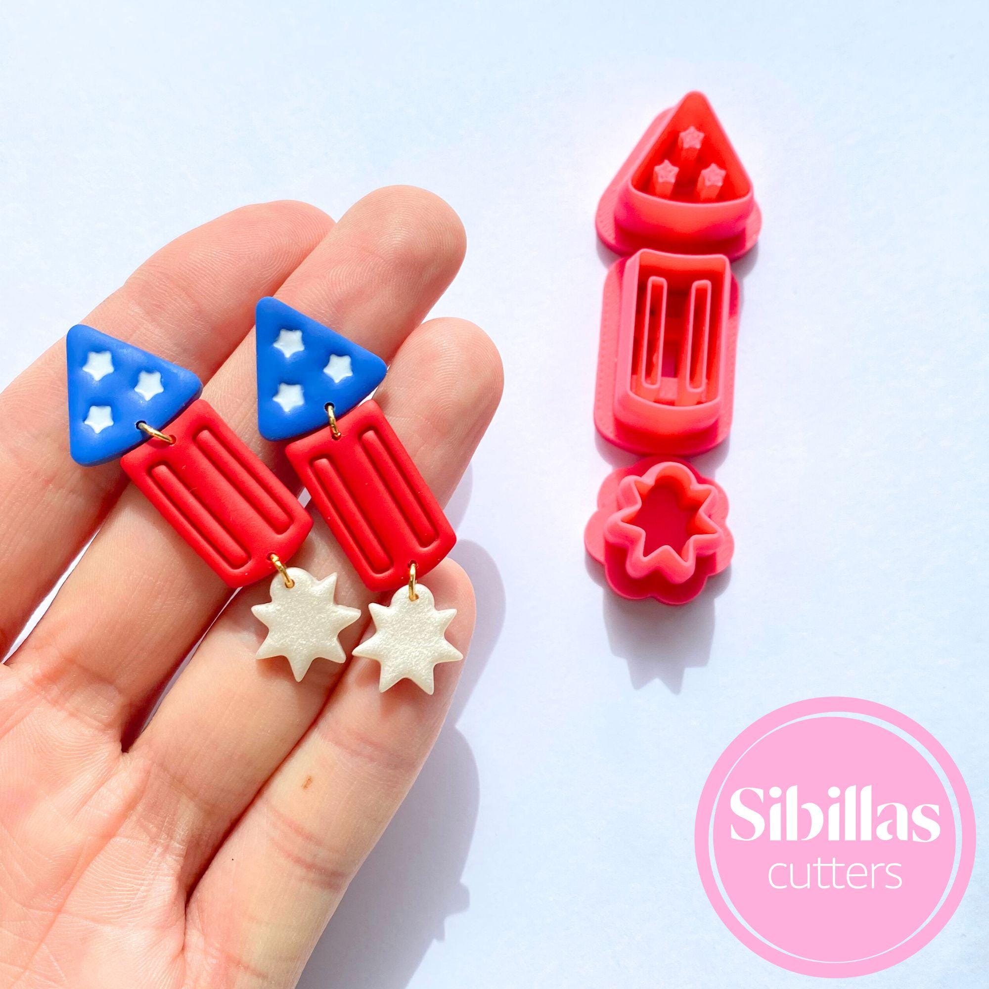 Firecracker polymer clay cutter set for 4th of July earrings, charms, and DIY crafts