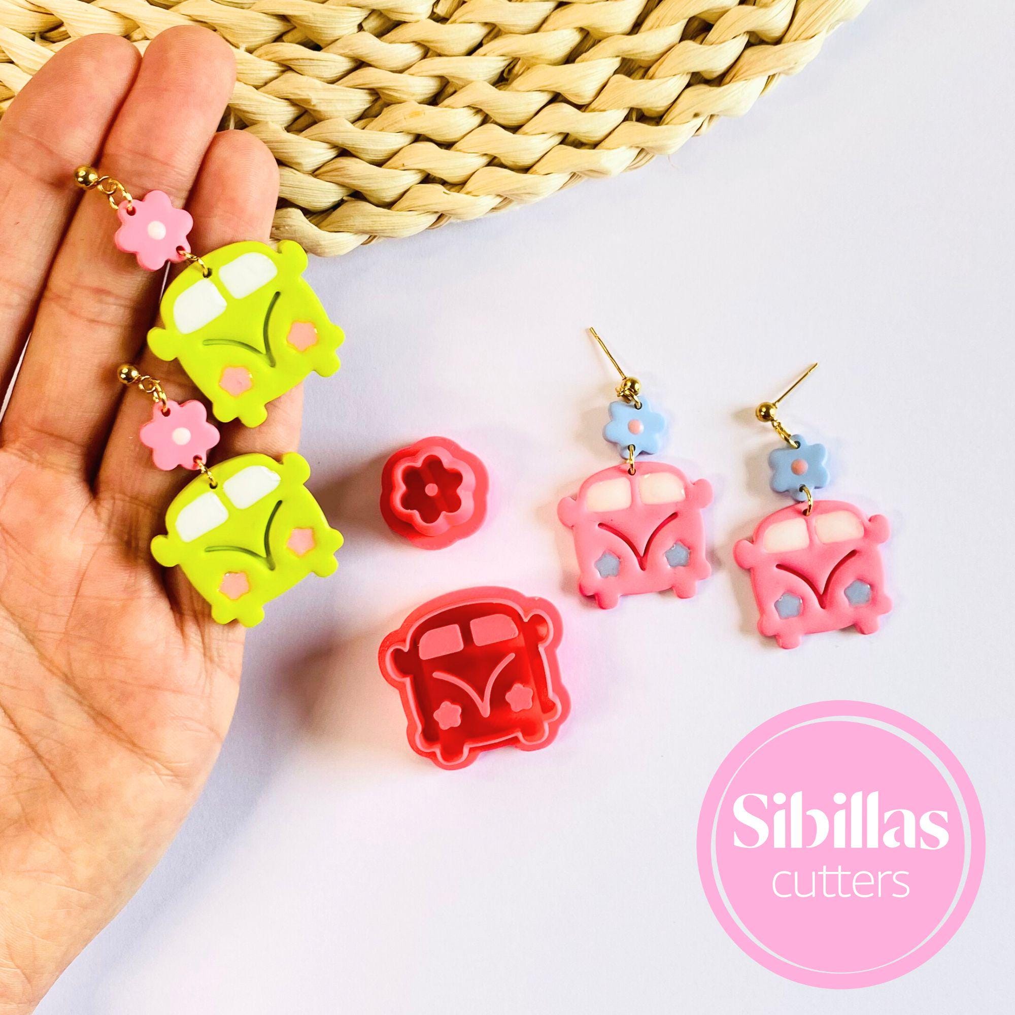 Retro bus polymer clay cutter for hippie boho earrings and handmade jewelry