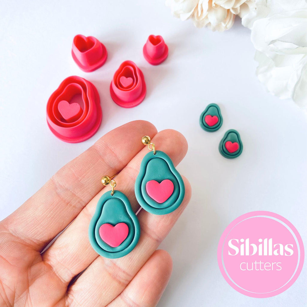 Polymer clay cutter set for avocado-shaped studs, perfect for DIY earrings and crafts