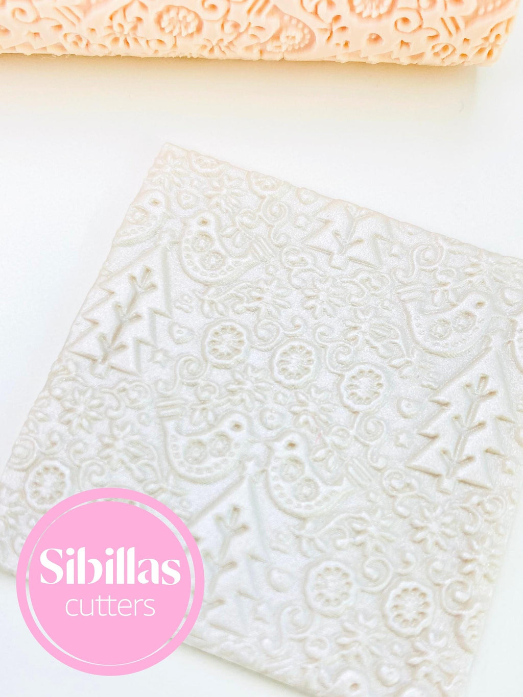 DIY crafting tool: folk Christmas polymer clay texture roller for pottery, ceramics, and crafts